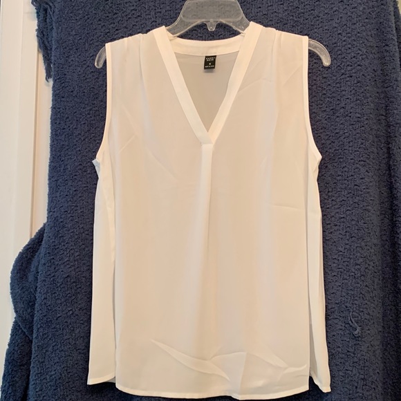 Emery Rose Tops - V Neck Sleeveless White Blouse/Top
